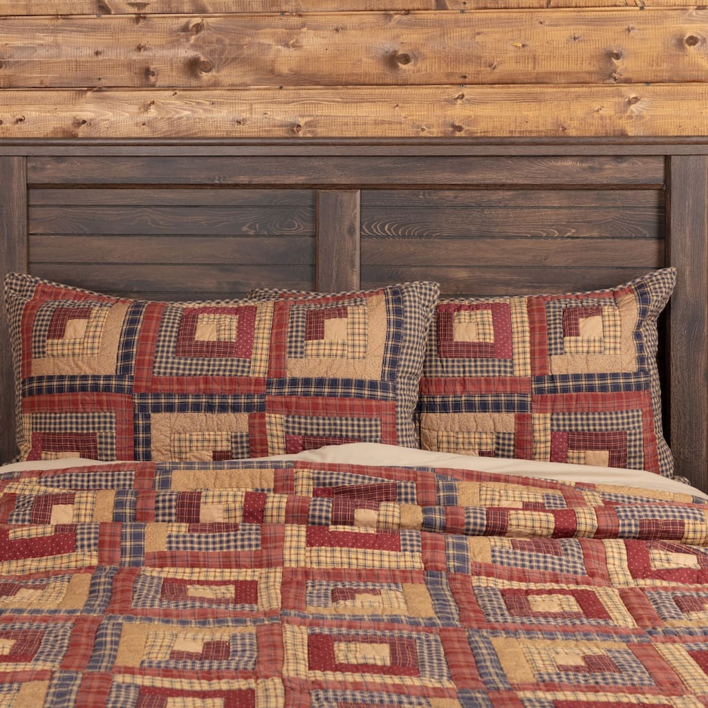 Red Rustic Bedding VHC Millsboro Sham Cotton Patchwork