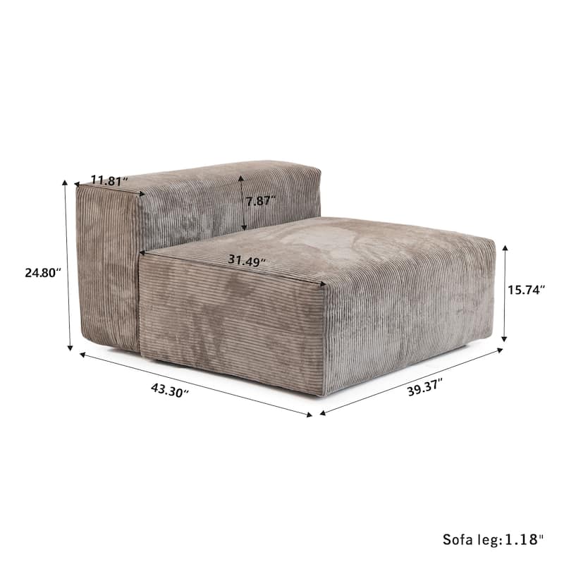 181''Oversized Corduroy Sectional Sofa Couch with Ottoman, L Shaped Convertible Couch Deep Seat Couches for Modern Living Room