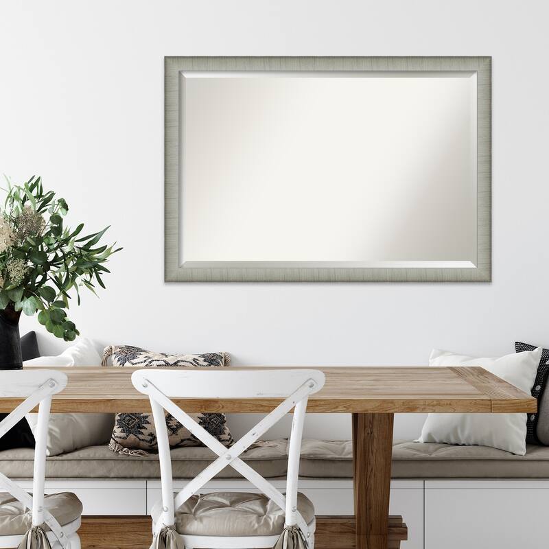 Beveled Wall Mirror - Elegant Brushed Bronze Narrow Frame