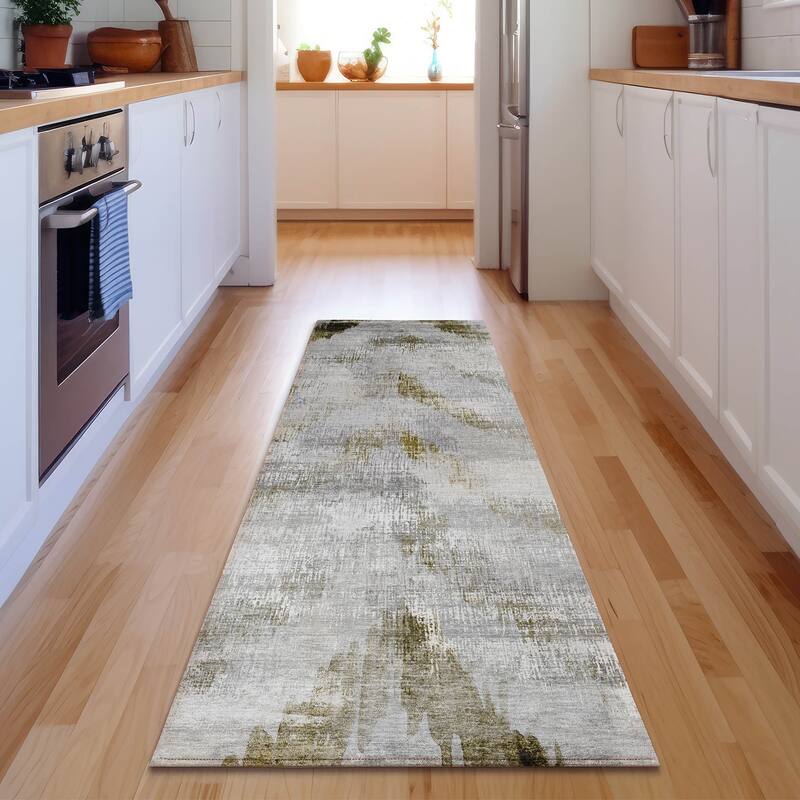 Premium Washable Super Soft Modern Brushstrokes V Mayfield Rug - Taupe - 2' 3" x 7' 6" - Runner