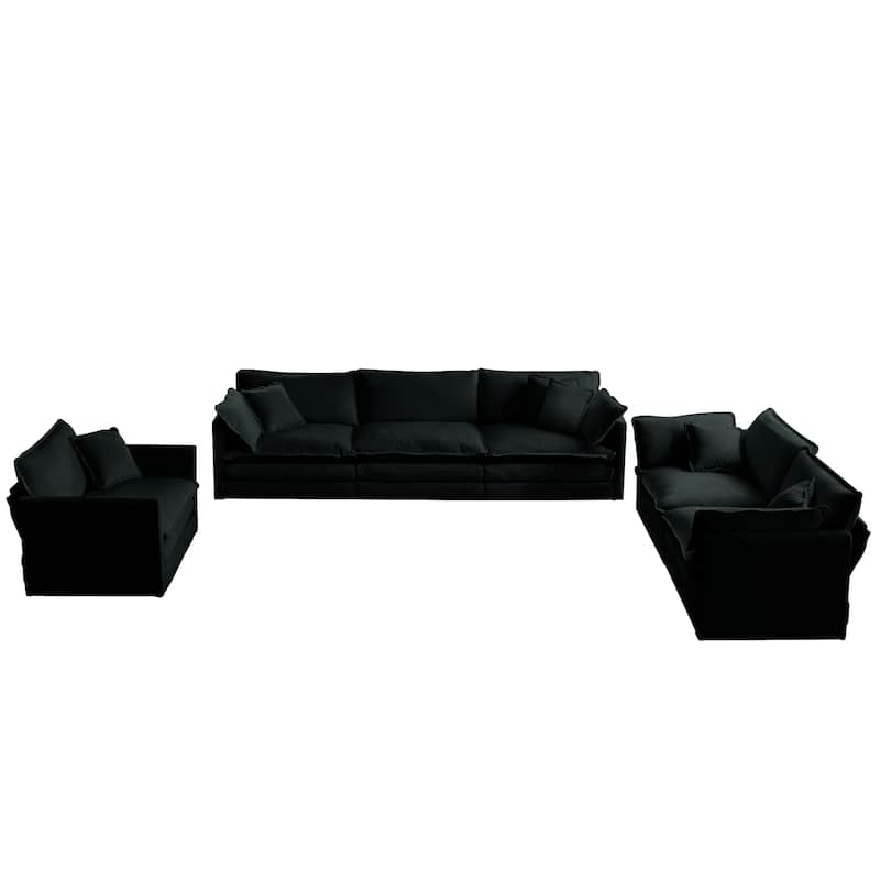 GDFStudio- Lingard Modular Chenille 3 Piece Sofa Set
