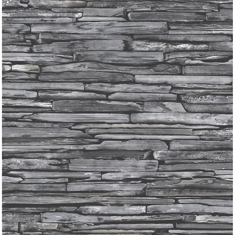 A-Street Prints McGuire Grey Stacked Slate Wallpaper