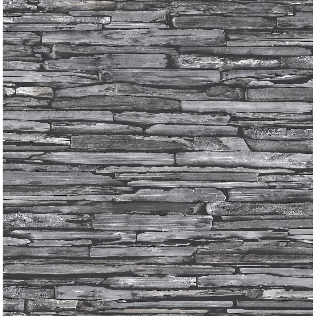 A-Street Prints McGuire Grey Stacked Slate Wallpaper