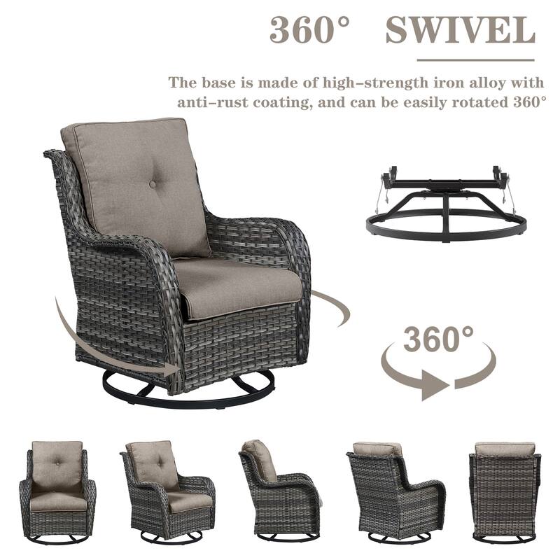 Gymojoy Outdoor Swivel Chairs with Sofa and Fire Pit Table