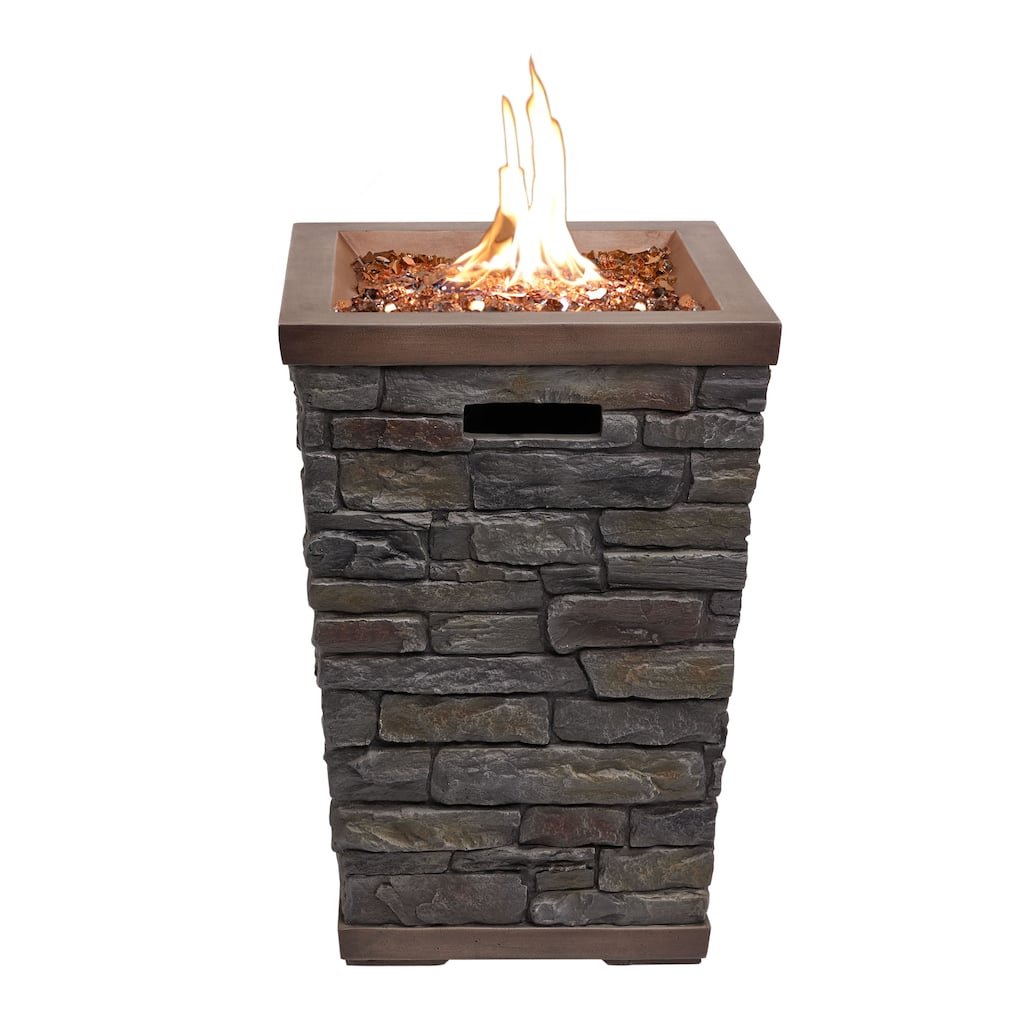 Stone Look Column 32K BTU Gas Fire Pit with Adjustable Flame