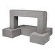 preview thumbnail 10 of 8, Grey Chenille Kids Modular Couch with Foam Blocks and Safe Zippers - 39.37” L x 39.37” W x 7.87” H