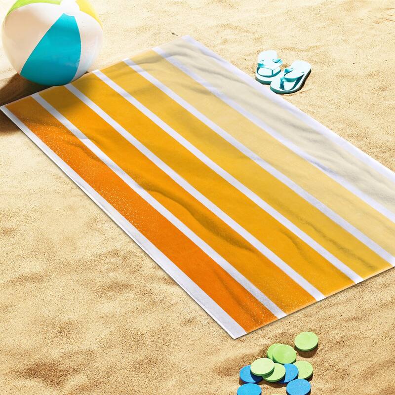 Superior Faded Stripes Cotton Velour Quick-Dry Oversized Beach Towel