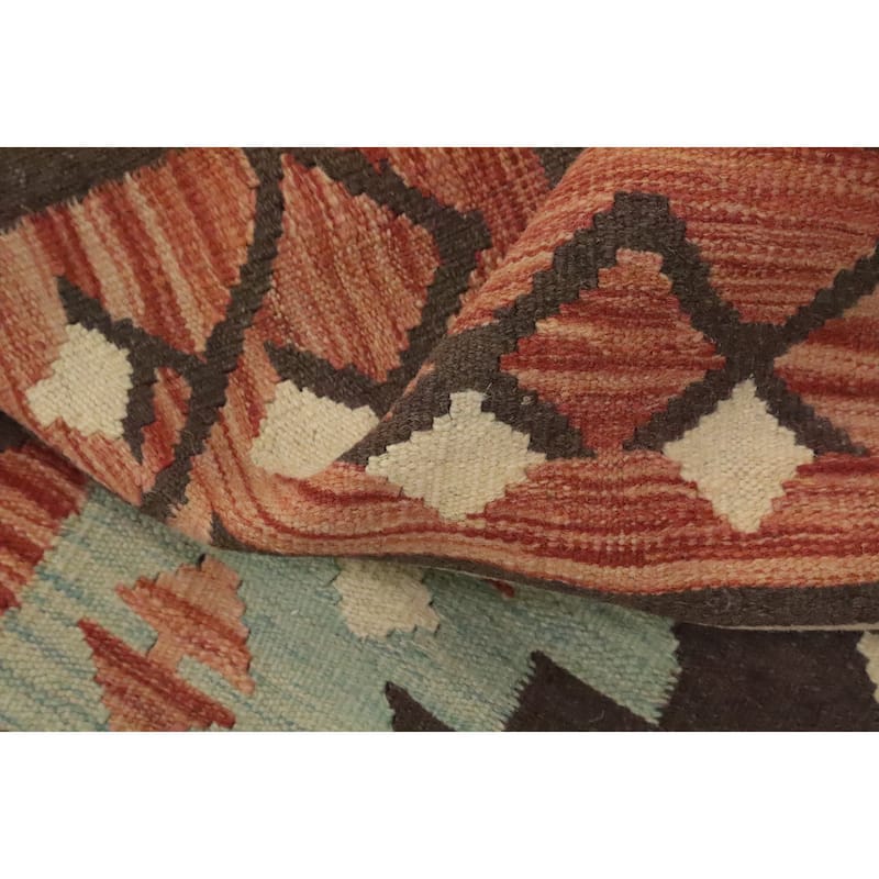 Hand Woven Oriental 100% Wool Carpet Southwestern Tribal Brown Kilim Area Rug - 9' 10'' X 6' 7''