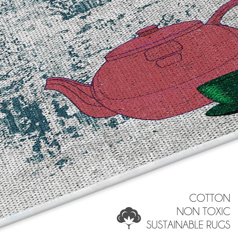 Toilet Mat Set - 2-Piece Designer Print Bathroom Contour Rugs Combo - Non Slip, Soft Cotton & Absorbent Floor Carpets