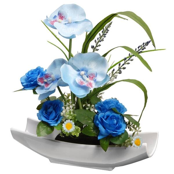 Shop 15 Potted Artificial Blue Orchid Flowers Overstock 26290148