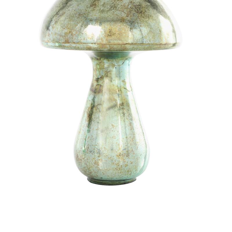 Gold, Green or Champagne Glass Handmade Glossy Weathered Mushroom Sculpture (Set of 2)