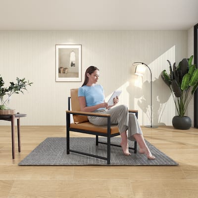 PU Leather Accent Arm Chair with Sturdy Metal Frame,Living Room Single Upholstered Sofa Chair with Extra Thick Padded Backrest
