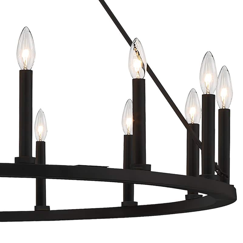 47In Farmhouse 16-light Large Round Wagon Wheel Candle Chandelier - 47'' D X 140'' H
