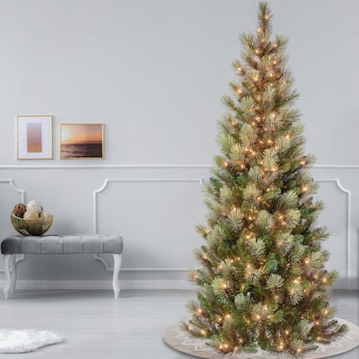 National Tree Company 7.5 ft. Charleston Pine Slim Tree with Clear Lights - 7.5 Foot