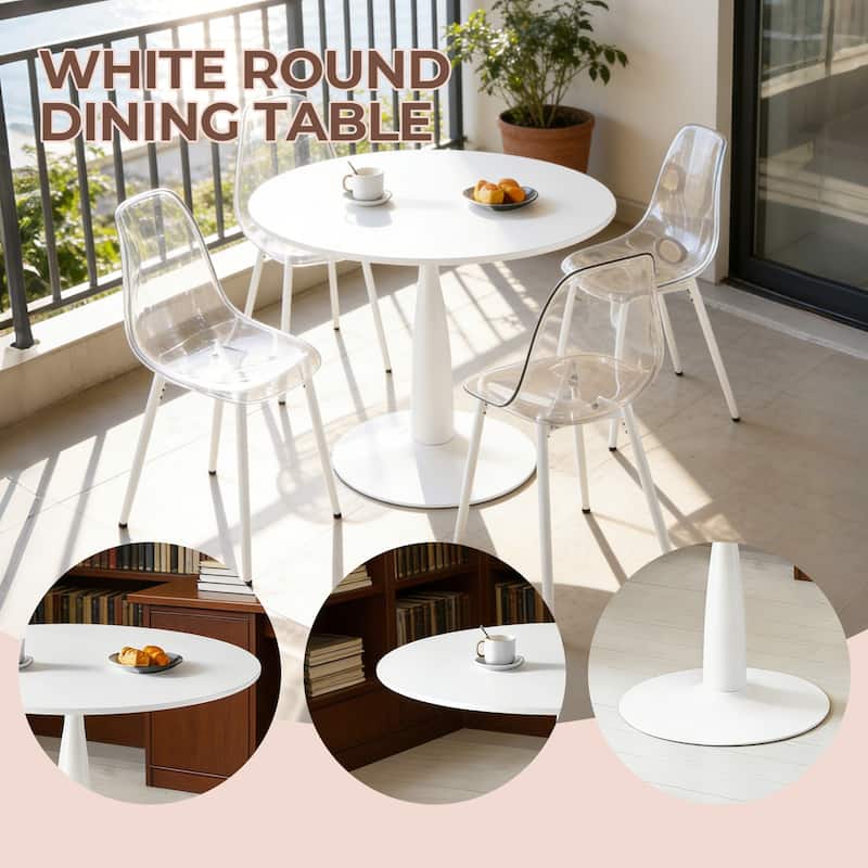 Round Tulip Dining Table for 2-4 Persons, 42. Inch Kitchen Table with Sturdy Golden Metal Pedestal Base, Modern Bistro Table