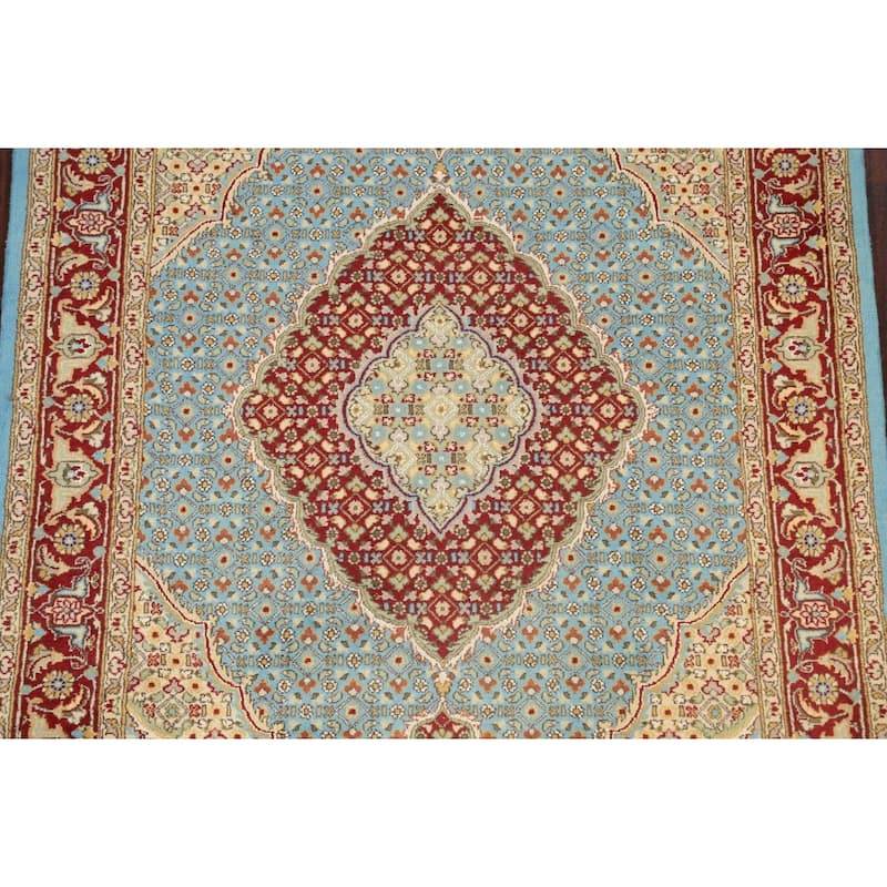 Wool/ Silk Vegetable Dye Tabriz Mahi Oriental Area Rug Handmade Carpet - 4'1" x 5'11"