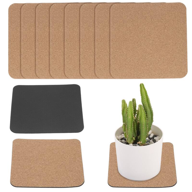 10pcs Cork Plant Coasters, 4 Inch Square Cork Plant Mats