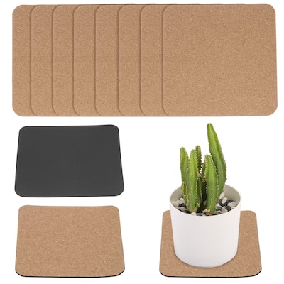 10pcs Cork Plant Coasters, 4 Inch Square Cork Plant Mats