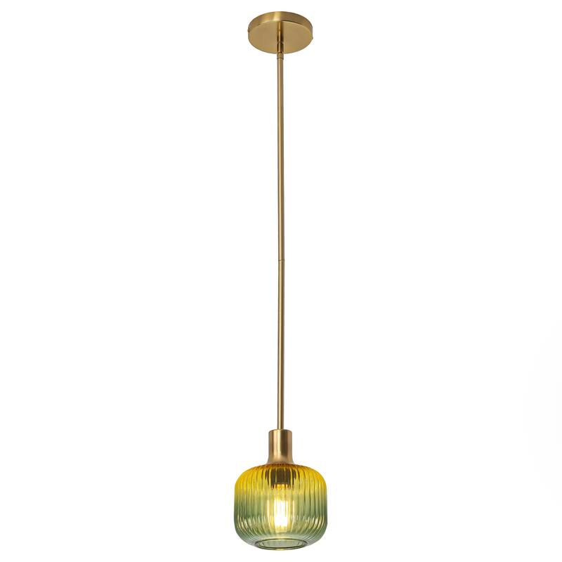 6" Wide Vintage 1-light Green Glass Pendant Light