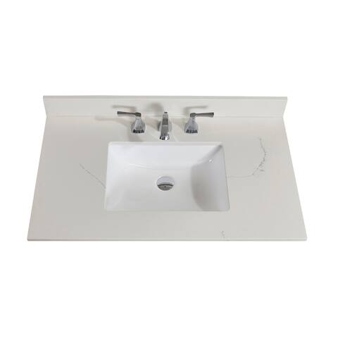 Altair Belluno 37 in. Engineered stone Vanity Top in Milano White with White Sink