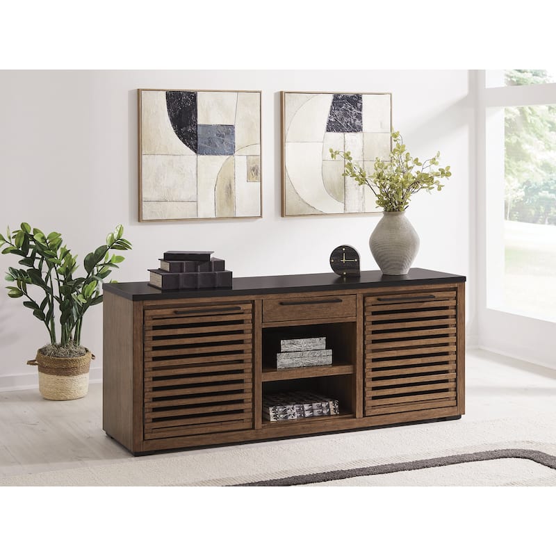 Signature Design by Ashley Kallari Warm Brown/Black Credenza - 66"W x 19"D x 28"H