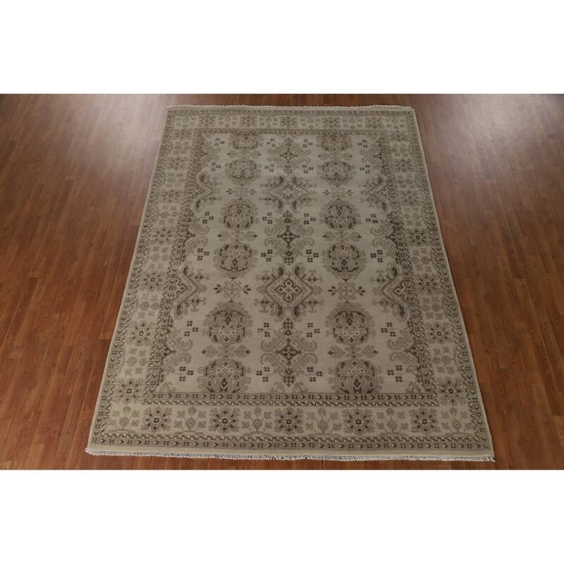Oushak Area Rug Handmade Geometric Wool Carpet - 7'9"x 10'5"