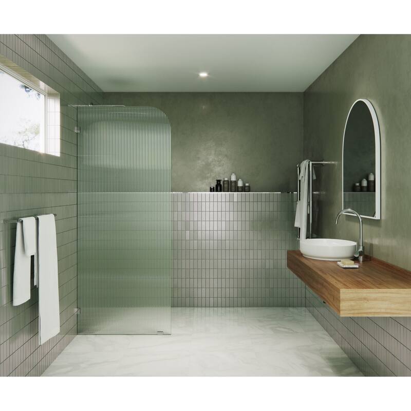 Glass Warehouse FL-RAD-32-L Aurora 78" High x 32" Wide Shower Screen - Chrome