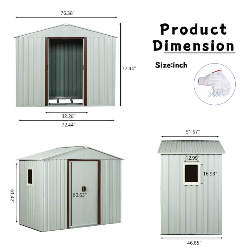 Rust-resistant Metal Storage Shed with Lockable Sliding Door, Waterproof Garden Shed Tool Shed Pet Shed