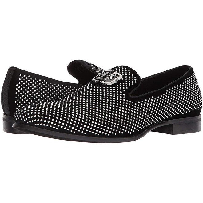 mens silver studded loafers