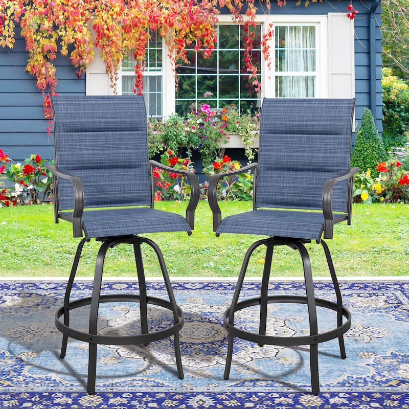 Futzca Patio Swivel Bar Bistro Set or Swivel Bar Stools - Set of 2 - PaddedBlue