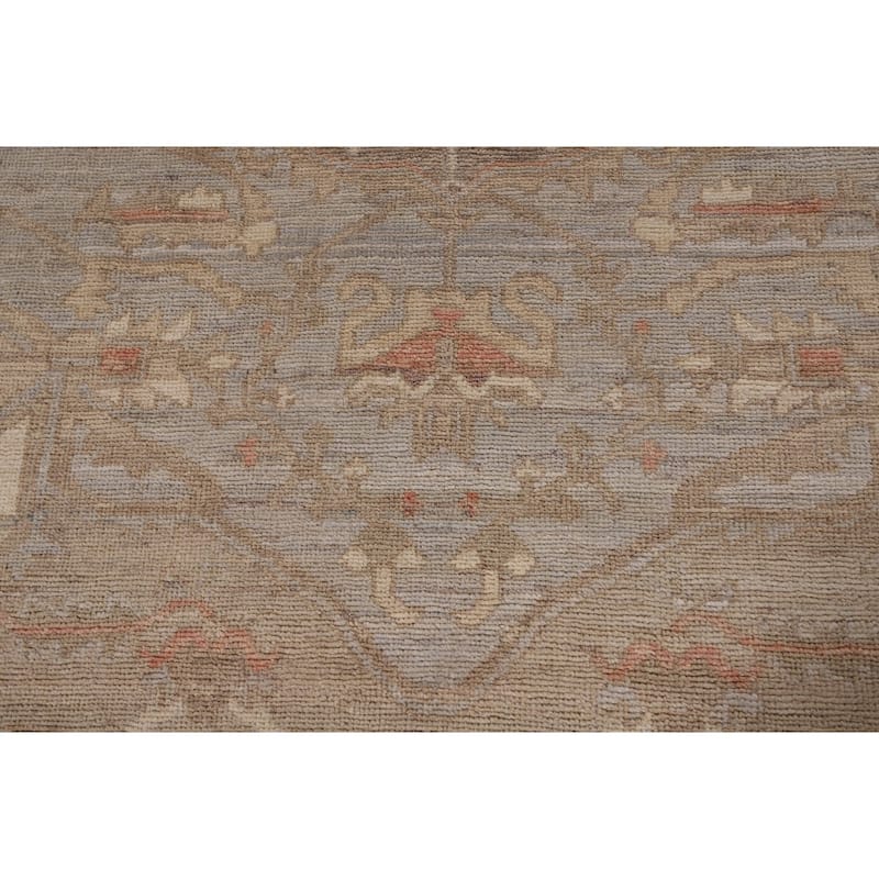 Vegetable Dye Oushak Area Rug Handmade Grey Wool Carpet - 8'4" x 9'10"