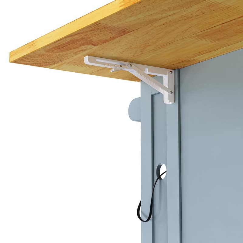 53" Rolling Kitchen Island with Drop Leaf, Power Outlet & Internal Door Storage, 5 Open Side Racks