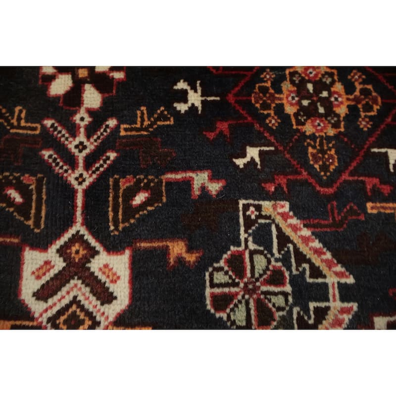 Hand Knotted Oriental 100% Wool Carpet Traditional Medallion Greys & Charcoal Shiraz Area Rug - 9' 11'' X 6' 8''