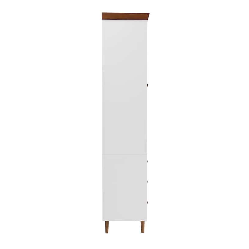 White MDF Display Storage Cabinet,Tall Kitchen Pantry Cabinets with Glass Doors and Adjustable Shelves,Freestanding