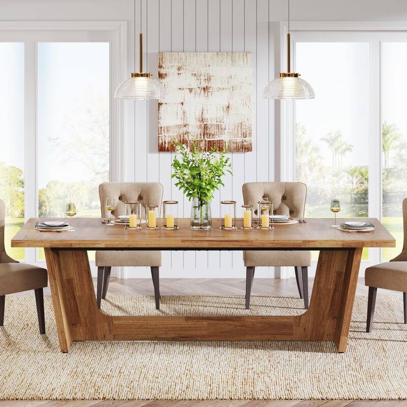 70.87-Inch Wood Dining Table, Large Dining Room Table for 6-8 People, Kitchen Dinner Table