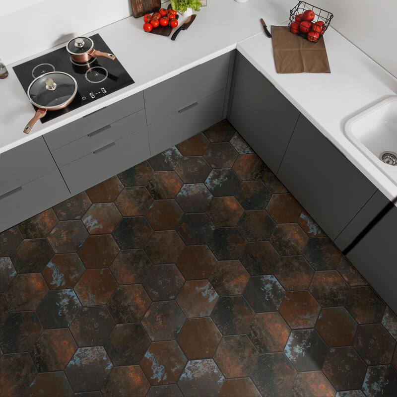 Merola Tile Polaris Hex Mix 8-5/8" x 9-7/8" Porcelain Floor and Wall Tile