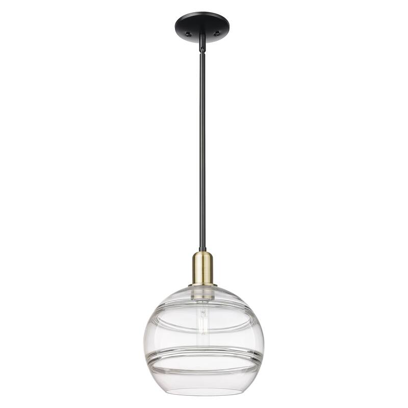 Innovations Lighting Endless Possibilities Arcadia - Rochester - 1 Light 10" Stem Hung Mini Pendant - Clear/Black Antique Brass