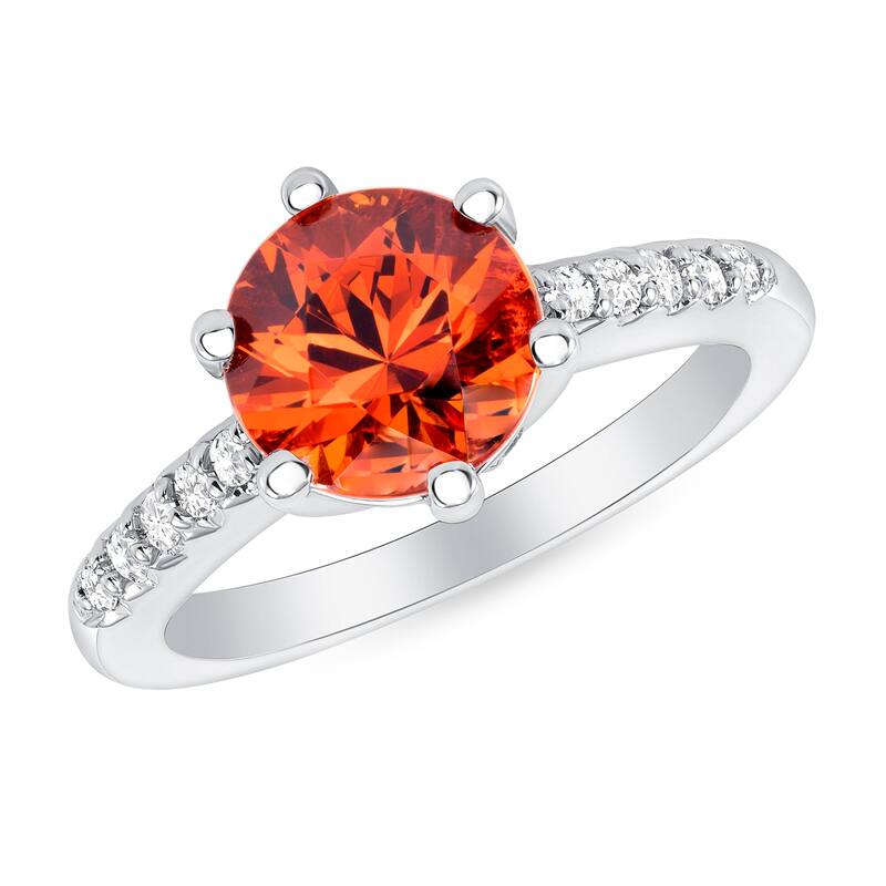 3.02 ct Spessartite Garnet and Diamond Ring in 14k White Gold