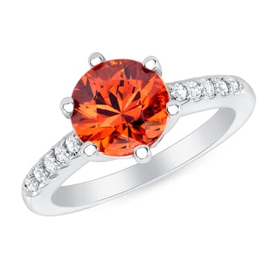 3.02 ct Spessartite Garnet and Diamond Ring in 14k White Gold