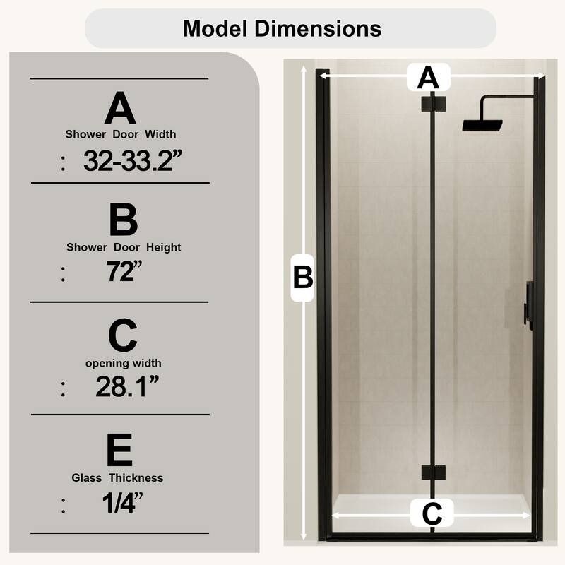 GDFStudio - Harrington Semi-Frameless Folding Pivot Hinged Shower Door