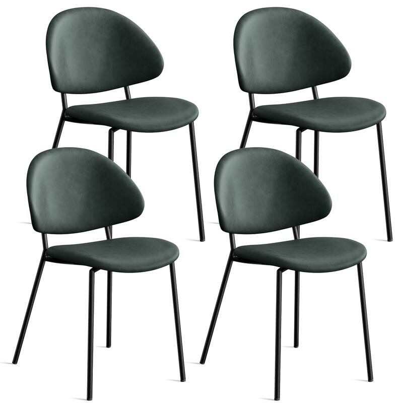 Modern Ergonomic Dining Chair with Slim Metal Legs, Set of 4