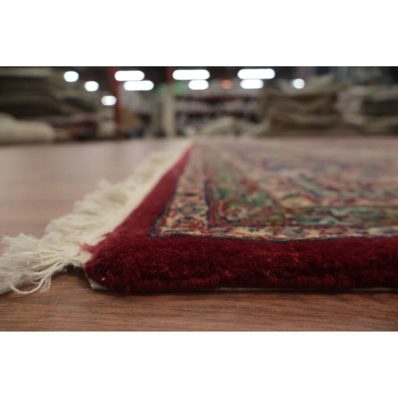 Hand Knotted Oriental 100% Wool Carpet Traditional Floral Red Isfahan Area Rug - 14' 9'' X 10' 5''
