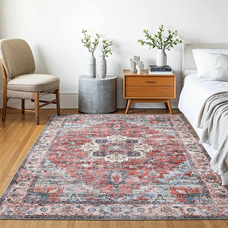 Delara Machine Washable Area Rug, Soft & Durable, Non-Slip Backing, Eco- Friendly GRS certified.