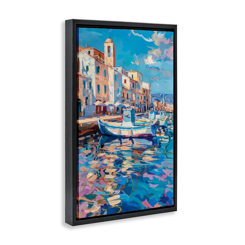 Stupell Coastal City Harbor Framed Floater Canvas Wall Art Design By LSR Design Studio