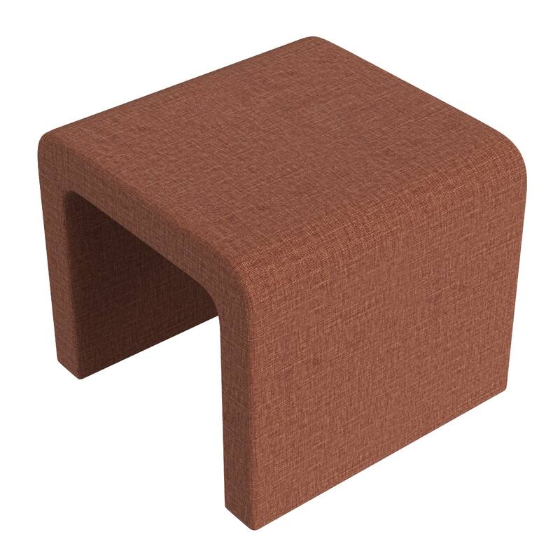 Ari Ottoman Footstool, Arc Shape with Rust Orange Chenille, 22 Inch