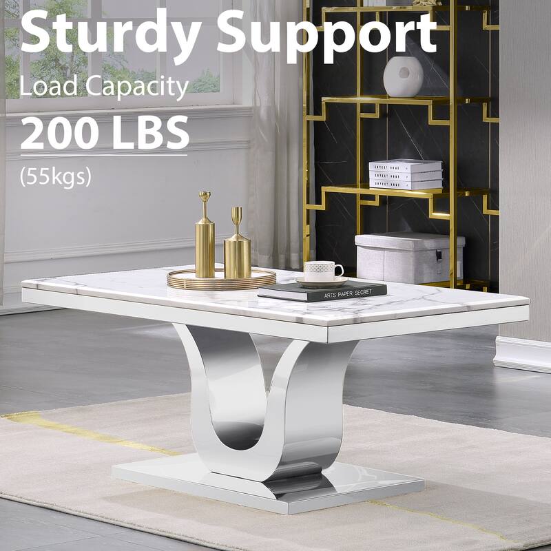 Modern Coffee Table 48 inch White Rectangle Living Room Tea Table for Living Room Guest Hall Reception Room