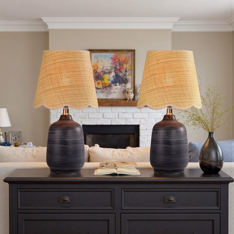 18.9" Ceramic LED Table Lamp, Living Room Lamps For End Tables