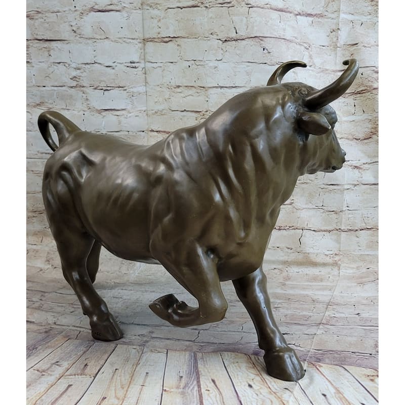 Trotting Bull Bronze Figurine Statue Sculpture Figure 16 Inches X 22 Inches