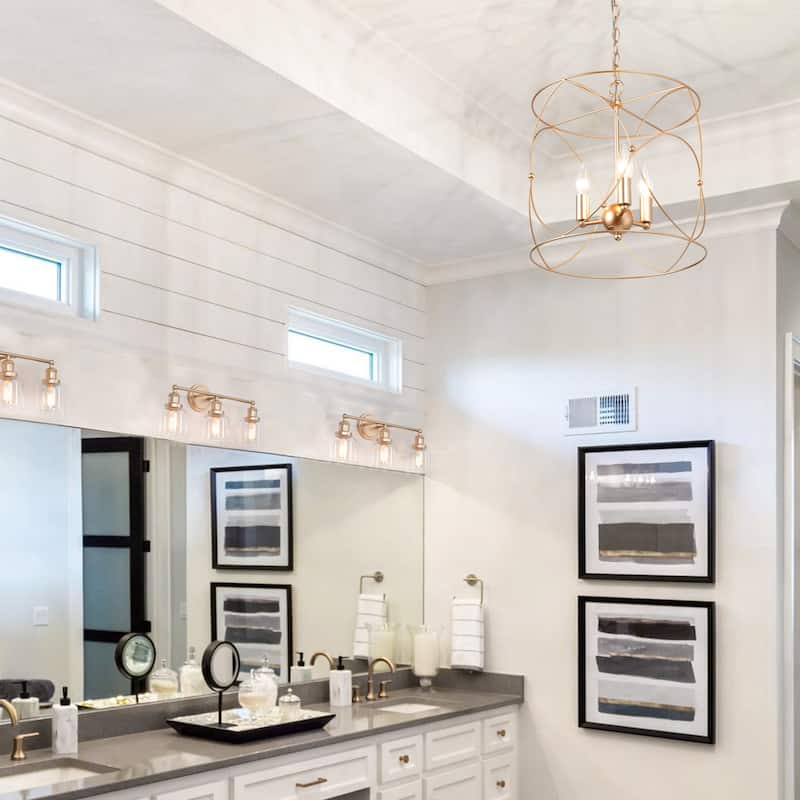 Ciare Modern Gold Bathroom Vanity Light 3-light Dimmable Glass Wall Sconces - Rose Gold - L21.5"x W7.5"x H 10"