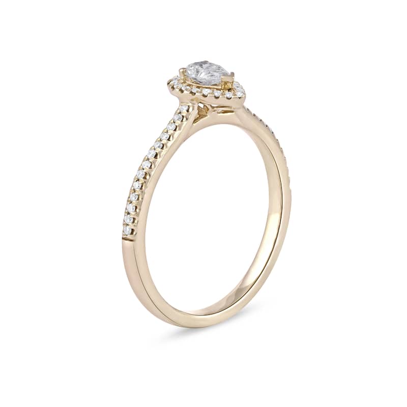 1/3ct TDW Pear Diamond Halo Engagement Ring in 10k Gold for Women - White